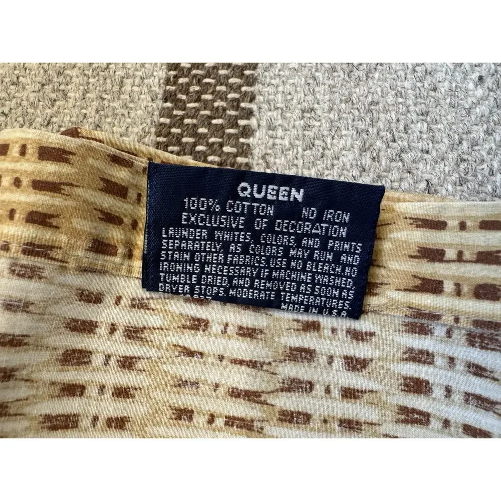 Vintage Ralph Lauren Desert Plains Wicker Rope Queen Flat Sheet Cotton Tan